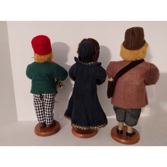 Vintage Christmas Carolers  9" Figurines Set of 3 with Wood Base - Picture 6 of 7